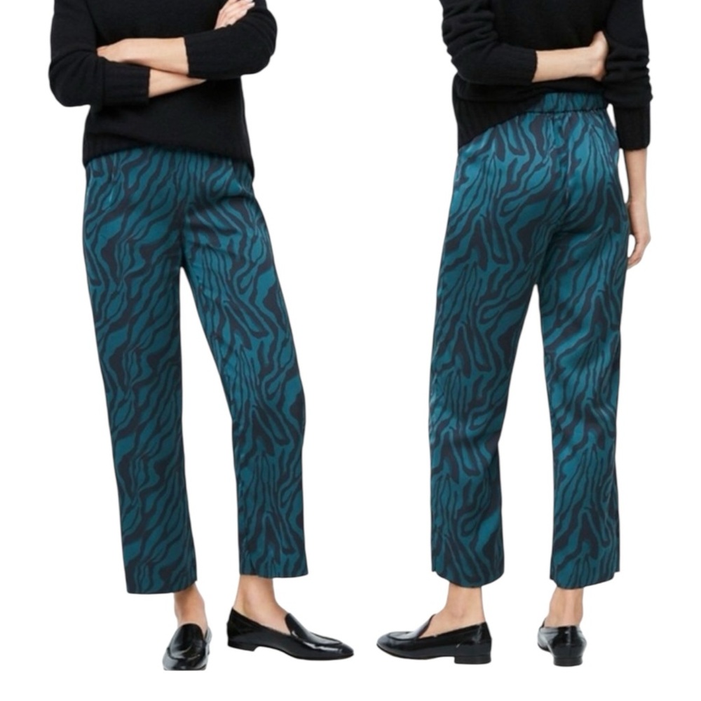 J. Crew Zebra Palazzo Satin Pants Relaxed Cropped Pants 8